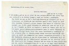 [Carta] 1954 enero 29, Montevideo [a] Querida Matilde  [manuscrito] Hugo Emilio [Pedemonte].