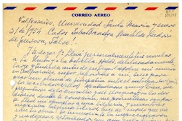 [Carta] 1954 enero 31, Valparaíso [a] Matilde Ladrón de Guevara  [manuscrito] Carlos [Sabat Ercasty].