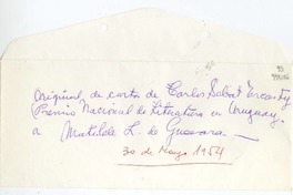 [Carta] 1954 mayo 30, Montevideo [a] Muy estimada Matilde  [manuscrito] Carlos [Sabat Ercasty].