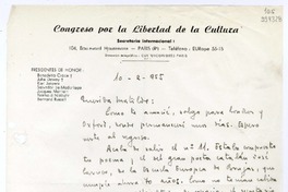 [Carta] 1955 febrero 10, Paris [a] Querida Matilde  [manuscrito] Julián.