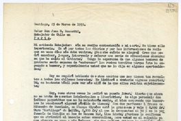 [Carta] 1955 marzo 25, Santiago [a] Señor Don Juan B. Rossetti, Embajador de Chile en Paris  [manuscrito] Matilde L. de Guevara.