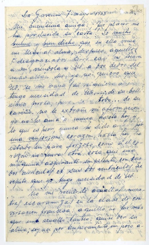 [Carta] 1955 mayo 7, La Gaverini, Francia [a] Mi buenísima amiga  [manuscrito]