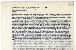 [Carta] 1955 junio 26, Santiago de Chile [a] Señor Don Juan Bautista Rossetti, Embajador de Chile en Paris  [manuscrito] [Matilde Ladrón de Guevara].