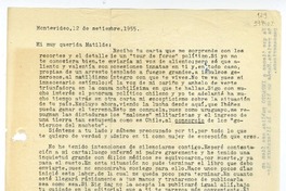 [Carta] 1955 septiembre 12, Montevideo [a] Mi muy querida Matilde  [manuscrito] Hugo Emilio [Pedemonte].