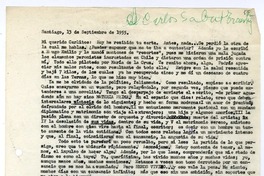 [Carta] 1955 septiembre 13, Santiago [a] Mi querido Carlitos  [manuscrito] Matilde [Ladrón de Guevara].