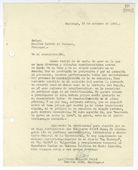[Carta] 1955 octubre 21, Santiago [a] Matilde Ladrón de Guevara  [manuscrito] Guillermo Eduardo Feliú.