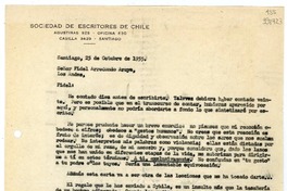 [Carta] 1955 octubre 25, Santiago [a] Fidel Arredondo Araya, Los Andes  [manuscrito] Matilde [Ladrón de Guevara].