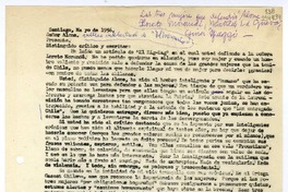 [Carta] 1956 mayo, Santiago [a] Señor Alone  [manuscrito] Matilde ladrón de Guevara.