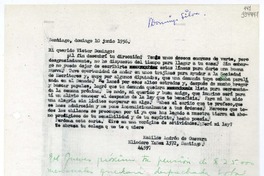 [Carta] 1956 junio 10, Santiago [a] Mi querido Víctor Domingo  [manuscrito] Matilde Ladrón de Guevara.