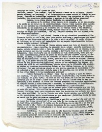 [Carta] 1956 agosto 16, Santiago de Chile [a] Carlitos, poeta  [manuscrito] Matilde de Guevara.