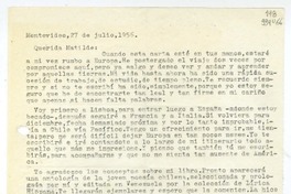[Carta] 1956 julio 27, Montevideo [a] Querida Matilde  [manuscrito] Hugo Emilio.