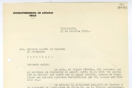 [Carta] 1956 octubre 13, Valparaíso [a] Matilde Ladrón de Guevara de Arredondo, Santiago  [manuscrito] Horacio Hernández A.
