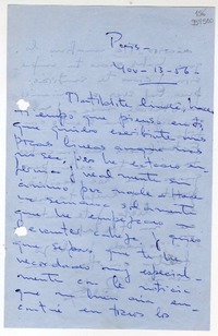 [Carta] 1956 noviembre 13, Paris [a] Matilde Ladrón de Guevara  [manuscrito] Bety.