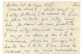 [Carta] 1957 enero 28, Lautaro, Chile [a] querida abuelita y abuelo coronel  [manuscrito] Sybila [Arredondo].