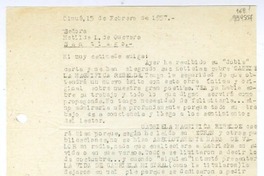 [Carta] 1957 febrero 15, Olmué, Chile [a] Matilde L. de Guevara, Santiago  [manuscrito] Miguel Espinoza Miguens.