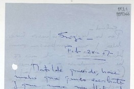 [Carta] 1957 febrero 24, Suiza [a] Matilde querida  [manuscrito] Beba.