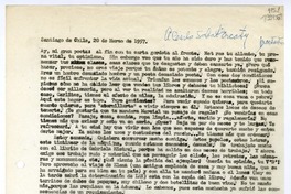[Carta] 1957 marzo 20, Santiago de Chile [a] Mi gran poeta [Carlos Sabat]  [manuscrito] Matilde [Ladrón de Guevara].