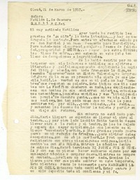 [Carta] 1957 marzo 21, Olmué, Chile [a] Matilde L. de Guevara, Santiago  [manuscrito] Miguel Espinoza Miguens.