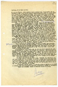 [Carta] 1957 marzo 23, Santiago [a] Mi estimado Miguel [Espinoza]  [manuscrito] Matilde [Ladrón de Guevara].