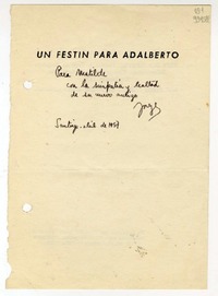 [Carta] 1957 abril, Santiago, Chile [a] Matilde [Ladrón de Guevara]  [manuscrito] Jorge [Onfray].