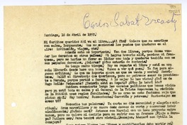 [Carta] 1957 abril 16, Santiago [a] Mi Carlitos querido [Sabat]  [manuscrito] Matilde [Ladrón de Guevara].