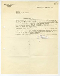 [Carta] 1957 mayo 5, Valdivia [a] Matilde Ladrón de Guevara, Santiago  [manuscrito] Fernando Santiván.