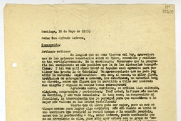[Carta] 1957 mayo 18, Santiago [a] Alfredo Lefebvre, Concepción  [manuscrito] Matilde [Ladrón de Guevara].