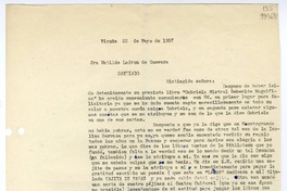 [Carta] 1957 mayo 22, Vicuña, Chile [a] Matilde Ladrón de Guevara, Santiago  [manuscrito] Pedro Moral.