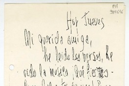 [Carta] 1957 mayo 23, [Santiago] [a] Mi querida amiga [Matilde Ladrón de Guevara]  [manuscrito] Hernán Díaz Arrieta.