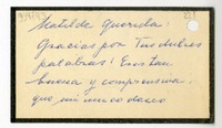 [Tarjeta] [1957],[Santiago] [a] Matilde querida  [manuscrito] Margarita.
