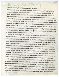 [Carta] 1958 enero 12, Santiago de Chile [a] Mi tan querido poeta [Carlos Sabat]  [manuscrito] [Matilde Ladrón de Guevara].