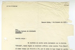 [Carta] 1958 febrero 5, Buenos Aires [a] Matilde Guevara de Arredondo  [manuscrito] Stig Wibom.