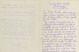 [Carta] [1980] [Santiago, Chile] [a] Fidel Castro, [Cuba]  [manuscrito] Matilde Ladrón de Guevara.