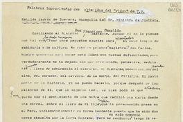 Palabras improvisadas  [manuscrito] Matilde Ladrón de Guevara.