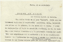 Modas en París  [manuscrito] Matilde Ladrón de Guevara.