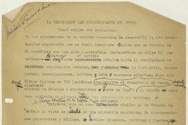 La exposición más impresionante del mundo  [manuscrito] Matilde Ladrón de Guevara.