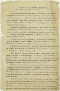 Al linde de la elección presidencial  [manuscrito] Matilde Ladrón de Guevara.