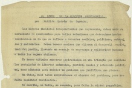Al linde de la elección presidencial  [manuscrito] Matilde Ladrón de Guevara.