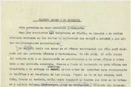 Claudio Arrau y su ausencia  [manuscrito] Matilde Ladrón de Guevara.