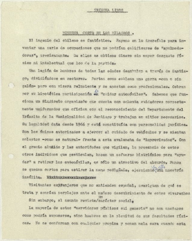 Moderna corte de los milagros  [manuscrito] Matilde Ladrón de Guevara.