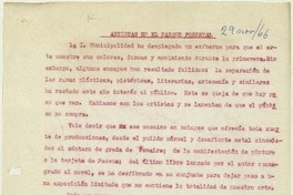 Artistas en el Parque Forestal  [manuscrito] Matilde Ladrón de Guevara.