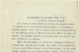 La generación de las hojas  [manuscrito] Matilde Ladrón de Guevara.