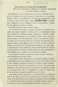 Un libro quemante de Juan Bosch  [manuscrito] Matilde Ladrón de Guevara.