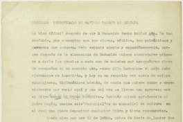 [Discurso improvisado sobre Rapa Nui]  [manuscrito] Matilde Ladrón de Guevara.