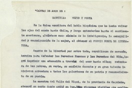 [Textos acerca de Gabriela]  [manuscrito] Matilde Ladrón de Guevara.