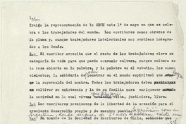 [Palabras por el día del trabajo]  [manuscrito] Matilde Ladrón de Guevara.