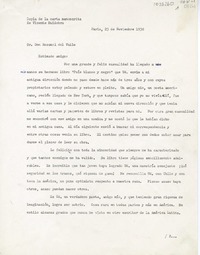 [Cartas]1930 noviembre 23 y 1931 junio 5, París, Francia [a] Rosamel del Valle  [manuscrito] Vicente Huidobro ; transcripción de Oreste Plath.