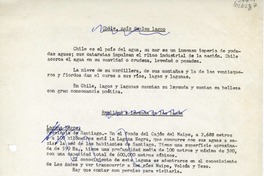 [Lagos y lagunas de Chile]  [manuscrito] Oreste Plath.
