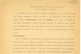 Investigación en Valdivia de Paine sobre tejidos a telar  [manuscrito] Oreste Plath.
