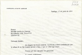 [Carta] 1994 junio 17, Santiago, Chile [a] Matilde Ladrón de Guevara  [manuscrito] Patricio Aylwin Azócar.